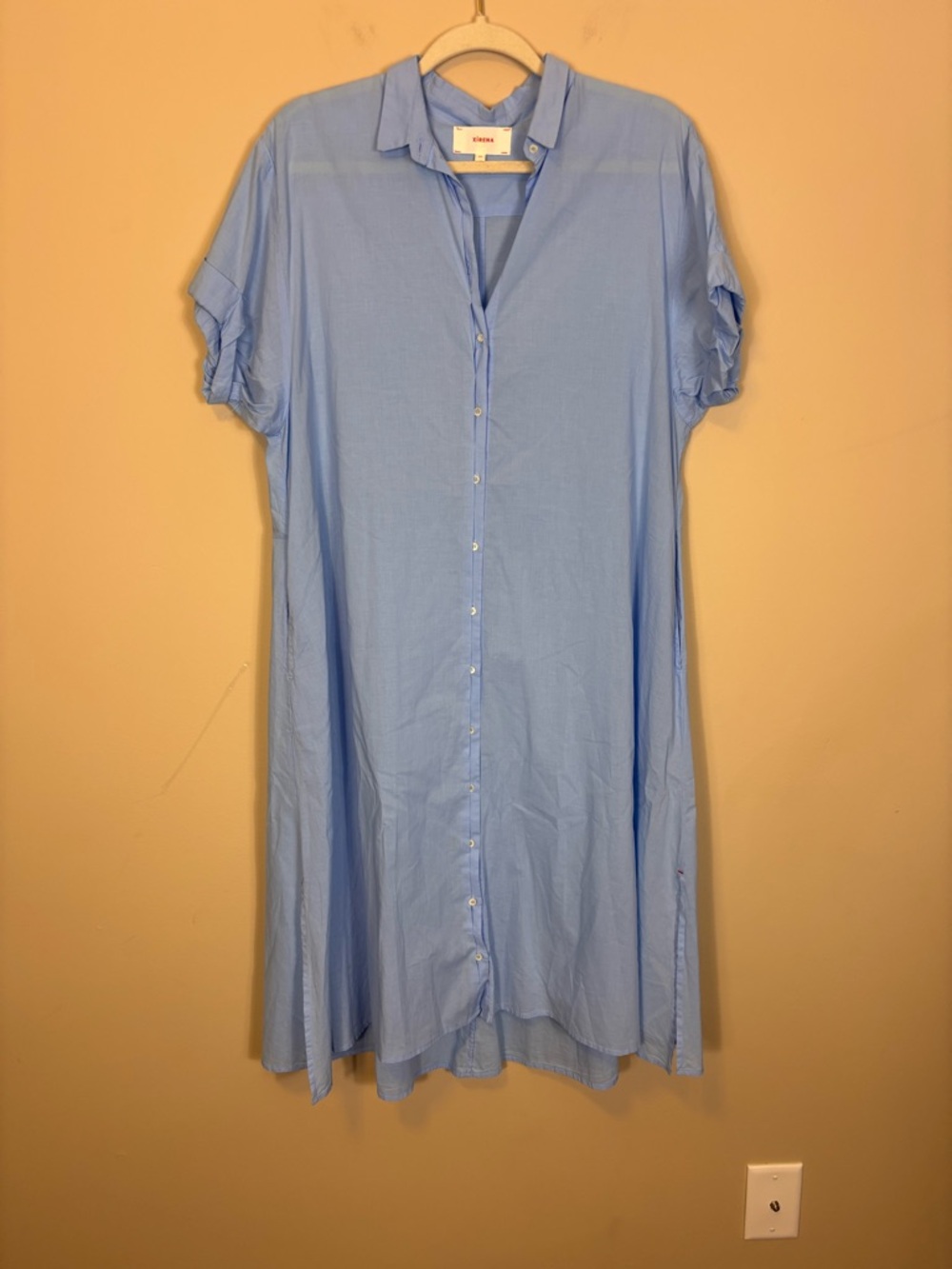 XiRENA Sky Blue Collared Button Down Short Sleeve Dress XS